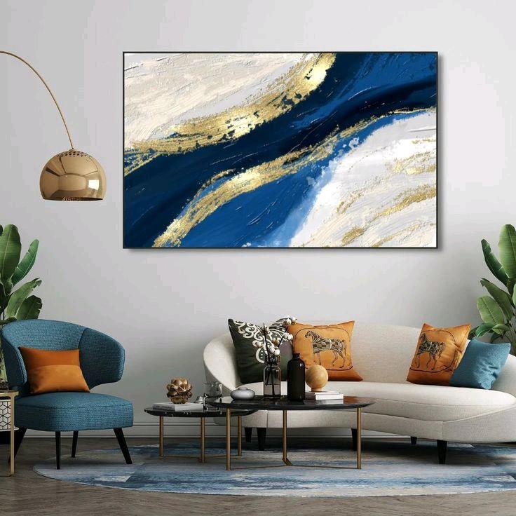 Lukisan Dinding Abstrak Aesthetic 80x150cm dengan Frame Standar