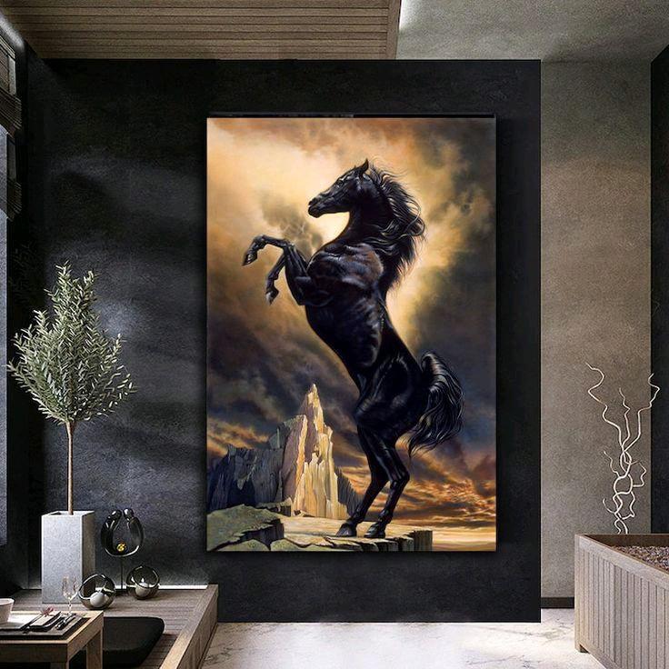 Lukisan dinding kuda modern art hiasan dinding rumah Frame