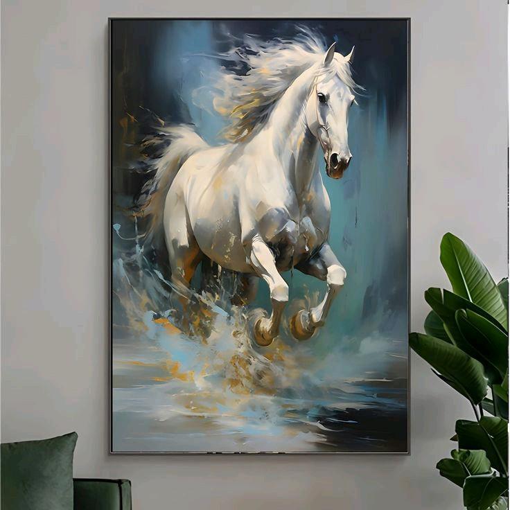 Lukisan dinding kuda modern art lukisan kanvas Frame