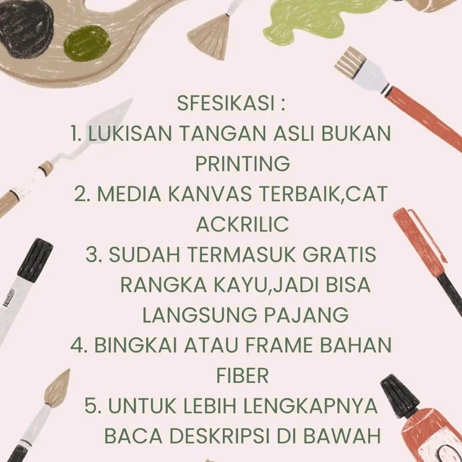 Lukisan dinding abstrak hiasan dinding aesthetic modern art Frame Kayu