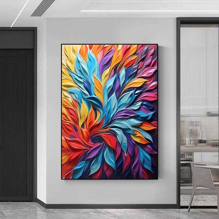 Lukisan dinding bunga aesthetic colour full modern art