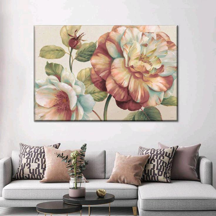 Lukisan dinding bunga mawar hiasan dinding aesthetic Lukisan Kanvas Frame