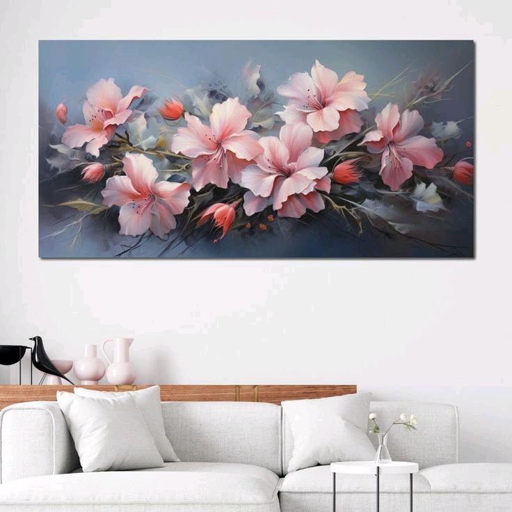 Lukisan dinding bunga mawar hiasan dinding aesthetic Kanvas Frame