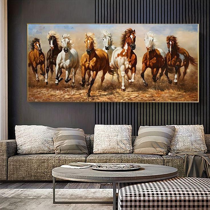 Lukisan Dinding Kuda Modern Art Painting - Media Kanvas, Cat Akrilik, Ukuran Total