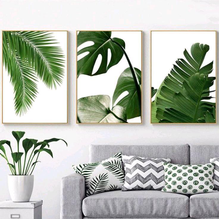 LUKISAN DINDING DAUN AESTHETIC 3PCS HIASAN DINDING RUMAH Frame