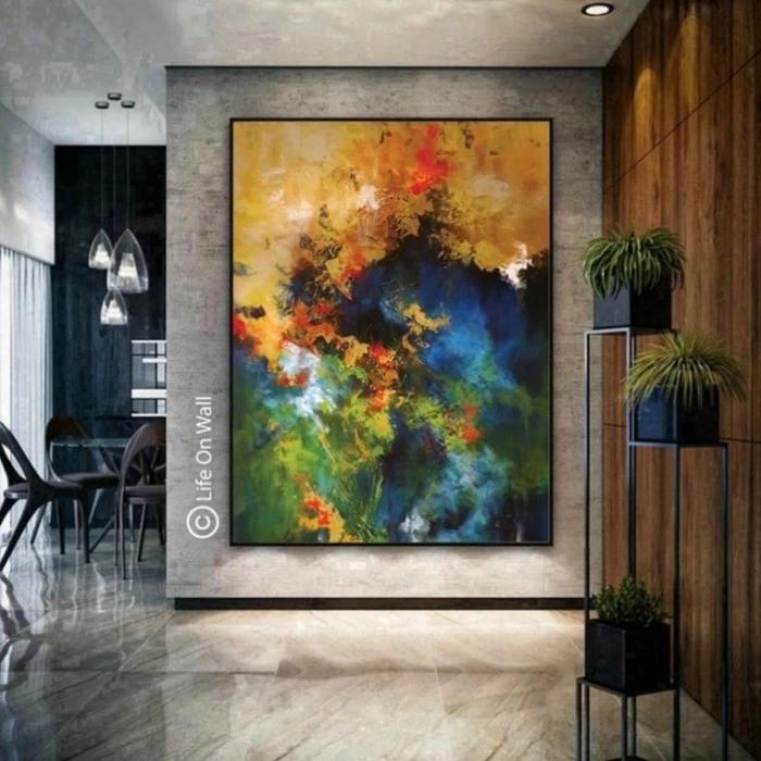 Lukisan dinding abstrak colour full dekorasi rumah modern art Frame