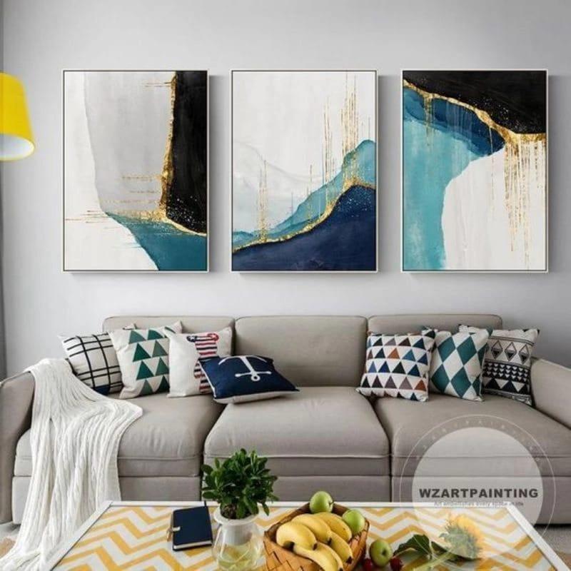 Lukisan dinding abstrak modern art 3in1 40 x 60cm lukisan kanvas 