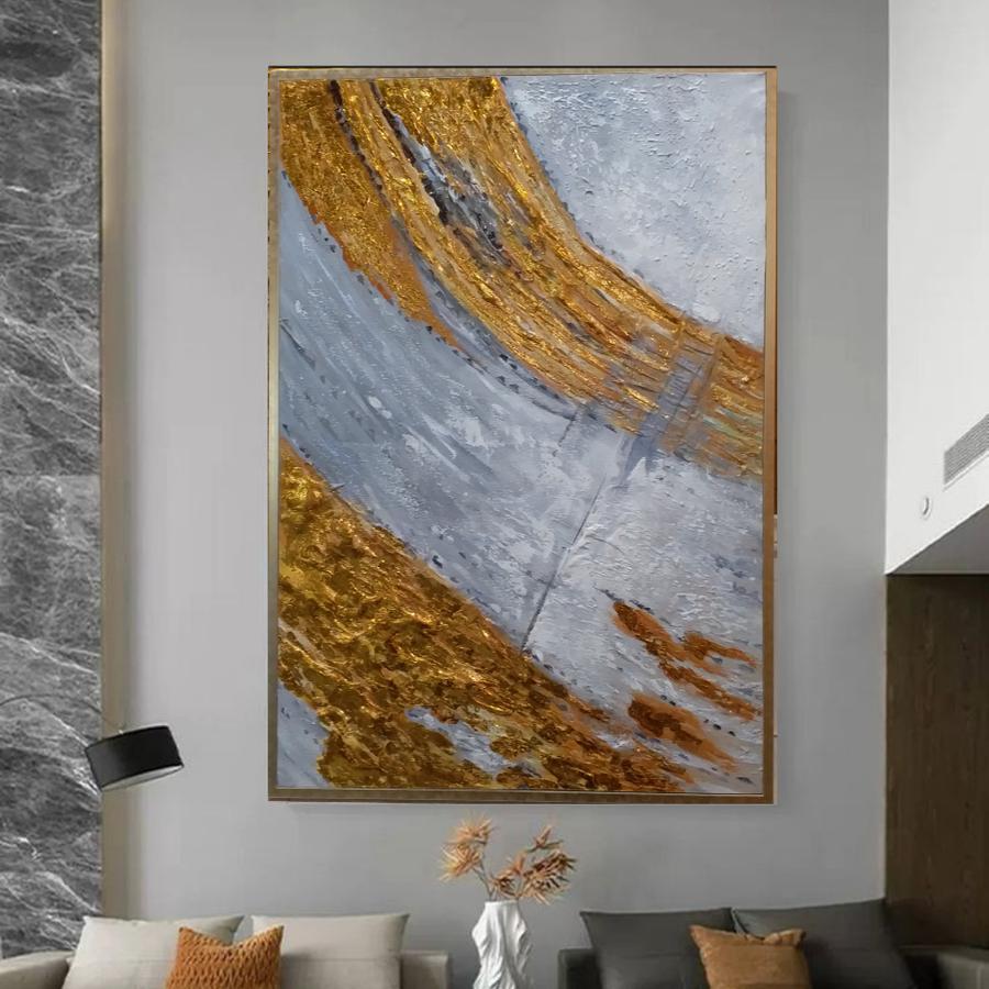 Lukisan dinding abstrak tekstur timbul modern art Frame
