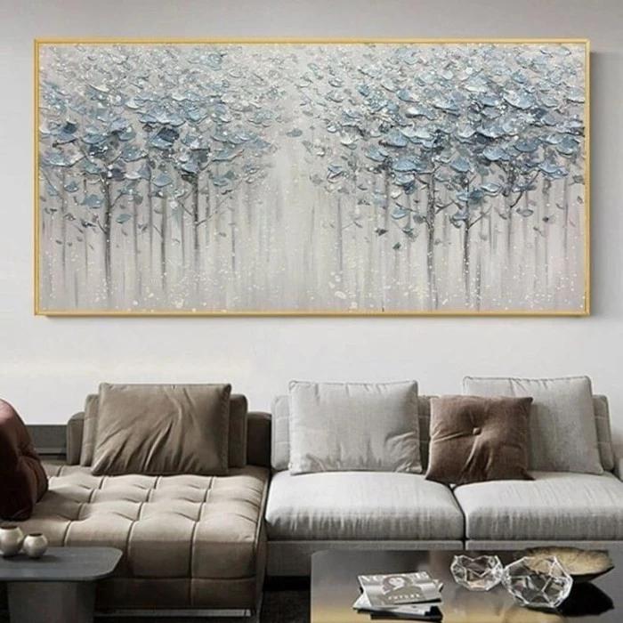 Lukisan dinding Bunga Teksture Art Lukisan Kanvas Hiasan Dinding Ruang Tamu aesthetic Frame