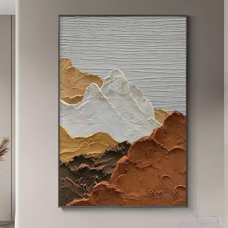 lukisan dinding abstrak teksture timbul modern art Frame