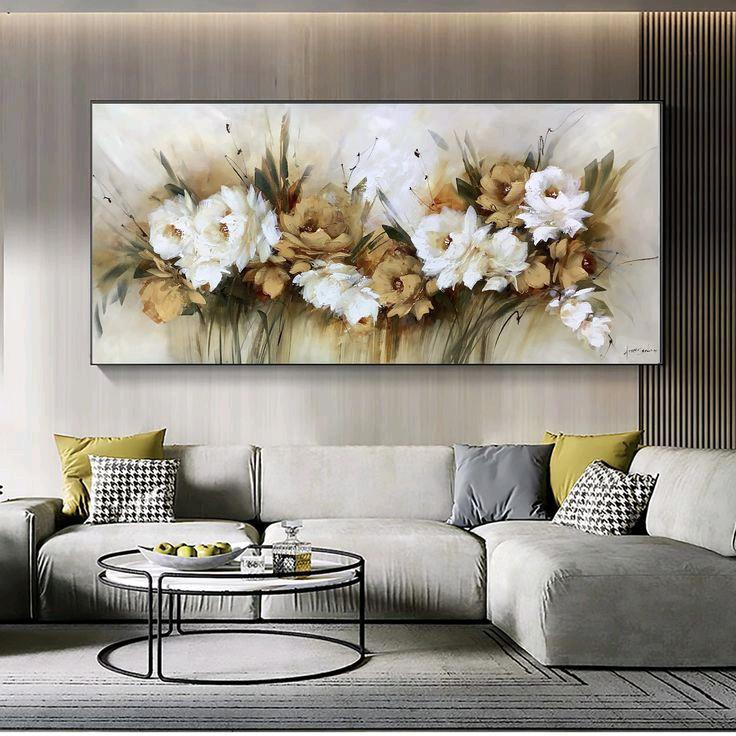 Lukisan Dinding Bunga Teksture Modern Art Frame - Ukuran Tercantum
