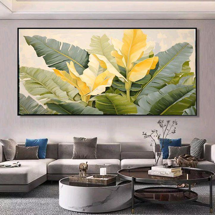 Lukisan dinding daun hiasan dinding aesthetic Lukisan 