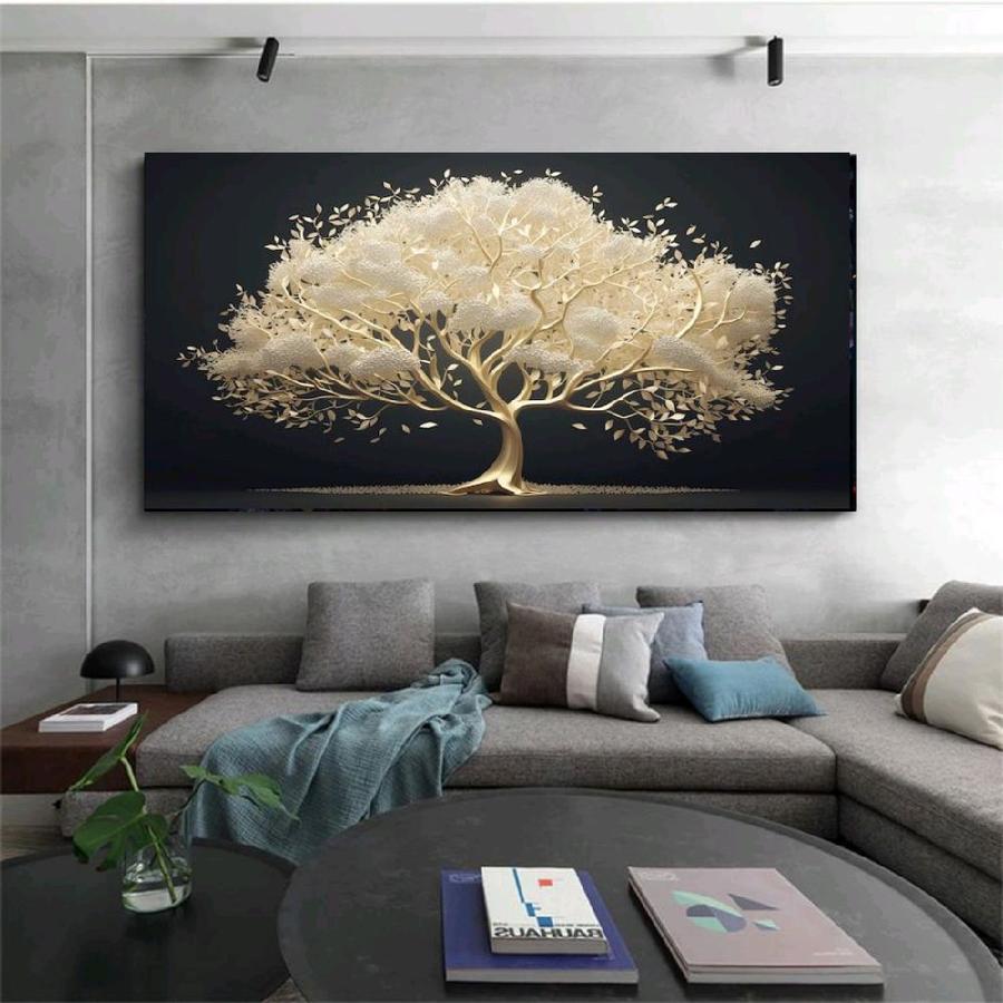 Lukisan dinding Pohon Tekstur timbul - Lukisan Kanvas Hiasan Dinding Ruang Tamu aesthetic Frame