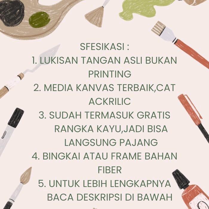 LUKISN DINDING KALIGRAFI UKURAN 80 X 150 CM LUKISAN KANVA HIASAN DINDING RUANG TAMU Modern Frame