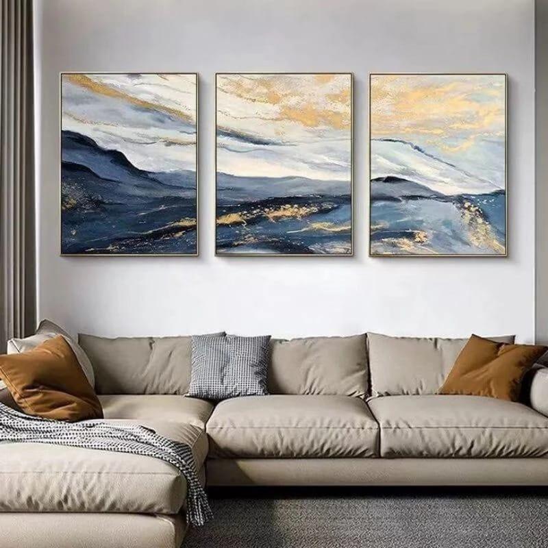 Lukisan dinding abstrak teksture modern art 3in1 60x90 lukisan kanvas 