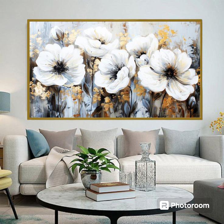 lukisan dinding bunga aesthetic modern art lukisan kanvas aesthetic free packing