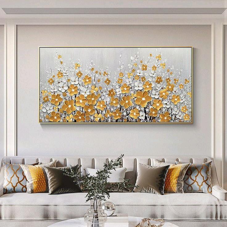 LUKISAN BUNGA AESTHETIC TEKSTURE MODERN ART Dinding Frame