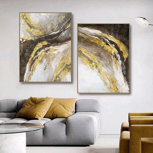 lukisan Dinding abstrak kanvas dekorasi rumah 2pcs ukuran 60x90cm Frame
