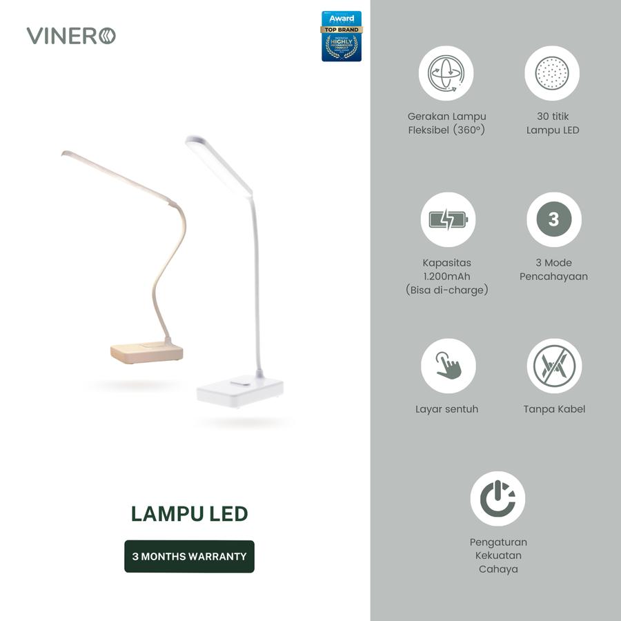 Vinero LED Desk Lamp Lithium Protection Eye Lighting 3 Color