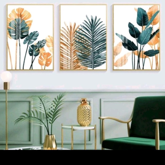 Lukisan dinding ruang tamu bunga asbtrak modern art frame