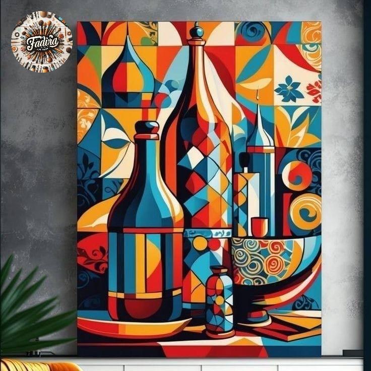 Lukisan dinding ruang tamu abstrak dekoratiif modern art painting