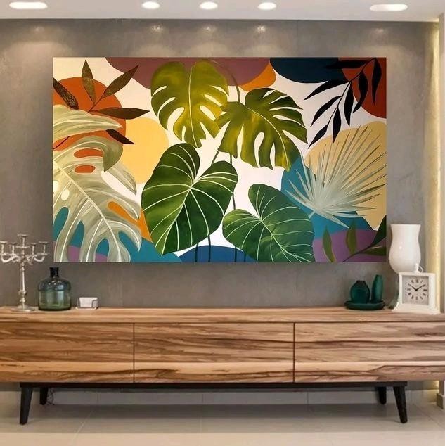 Lukisan dinding ruang tamu tanaman hias modern art frame