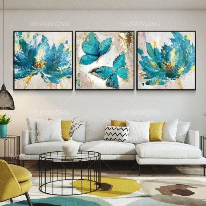 Lukisan dinding ruang tamu abstrak flora & fauna modern art frame