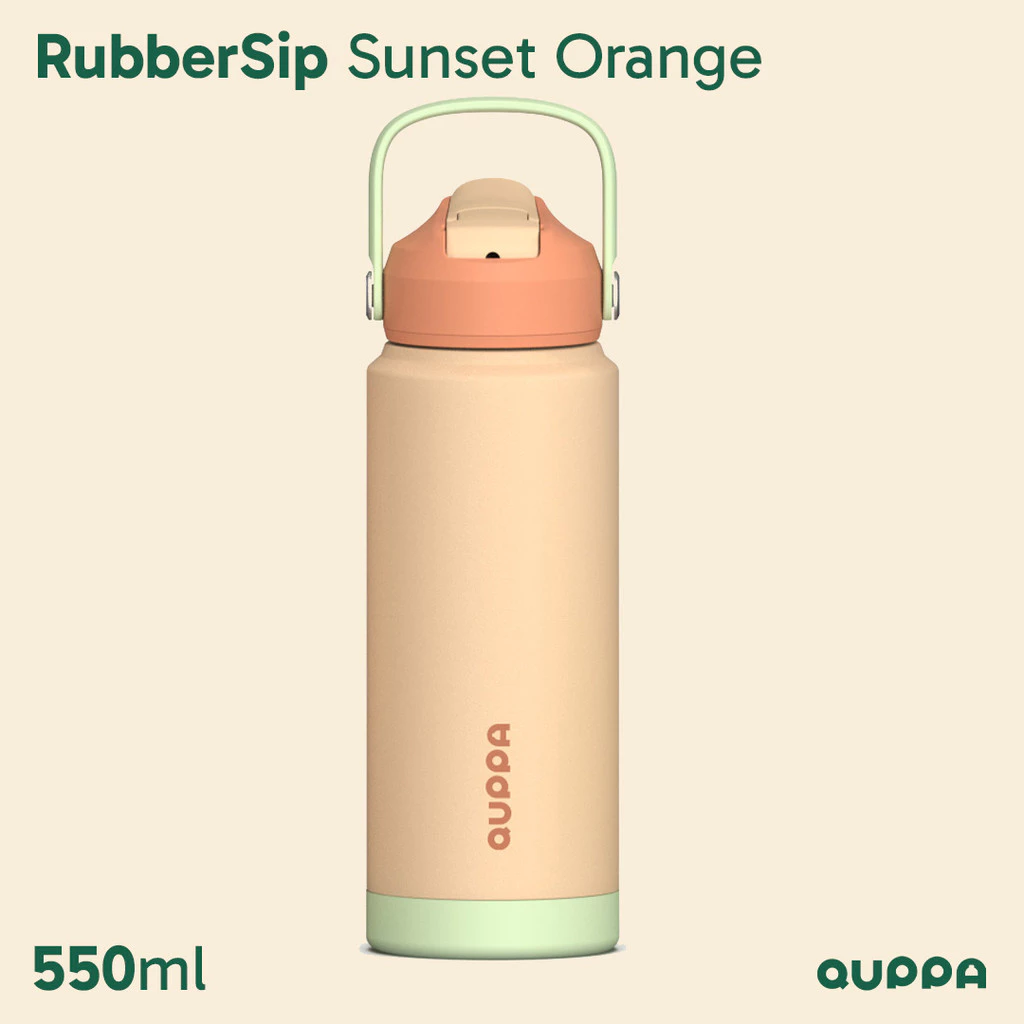 Quppa RubberSip Sunset Orange 550ml Botol Minum Thermos Tumbler