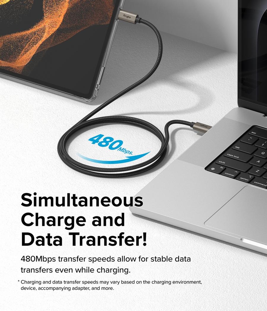 Ringke Fast Charging Basic Braided Nylon Cable USB-C to USB-C 60 Watt Speed 480 Mbps