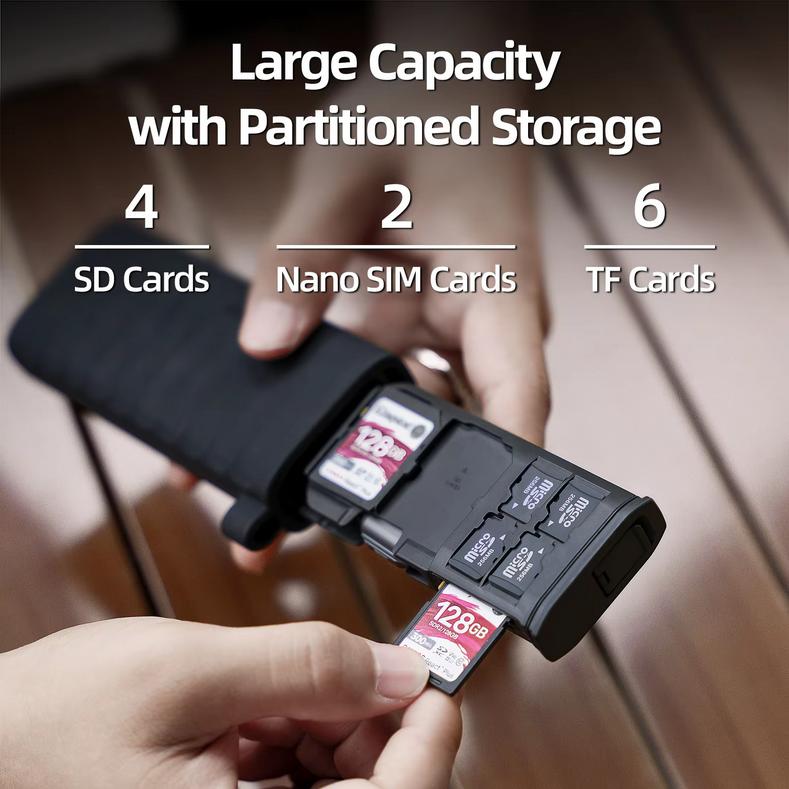 Telesin Multi functional Card Reader with carabiner 4SD 6TF 2 nano sim