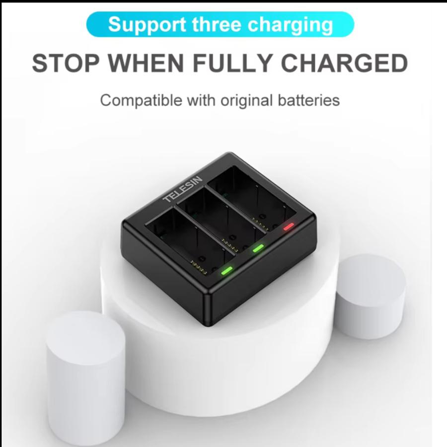 Telesin Lithium Battery Fast Charger 3 Slot for Gopro Hero 13 Charger