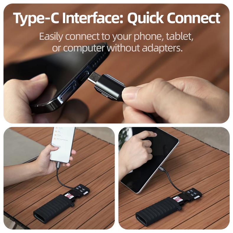Telesin Multi functional Card Reader with carabiner 4SD 6TF 2 nano sim