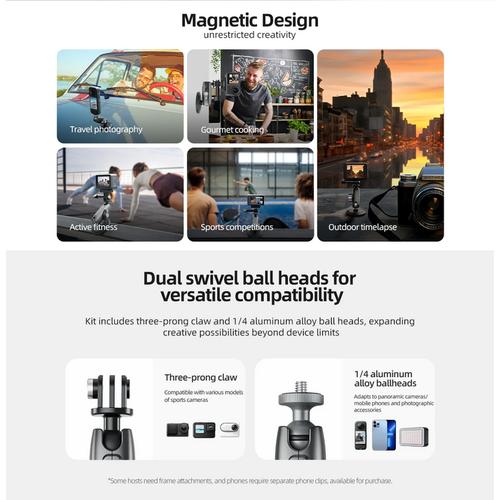 TELESIN Aluminum Alloy Magnetic Base Camera Mount Gopro Action Insta