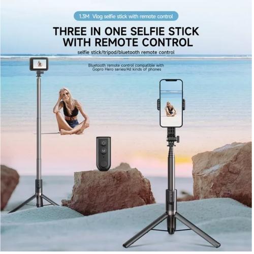 Telesin 1.3m Bluetooth Remote Control Selfie Stick for GoPro or Phone