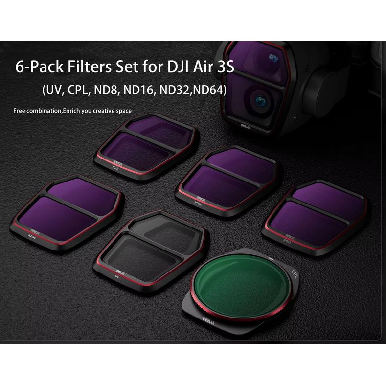 STARTRC 6 Pack Filters Set DJI Air 3S UV/ CPL/ ND8/ 16/ 32/ 64