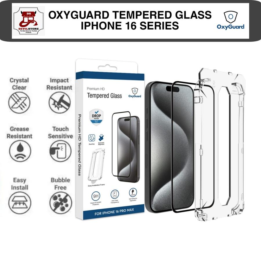 OxyGuard Tempered Glass iPhone 16 Pro Max /16 Pro 16 Plus Anti Gores