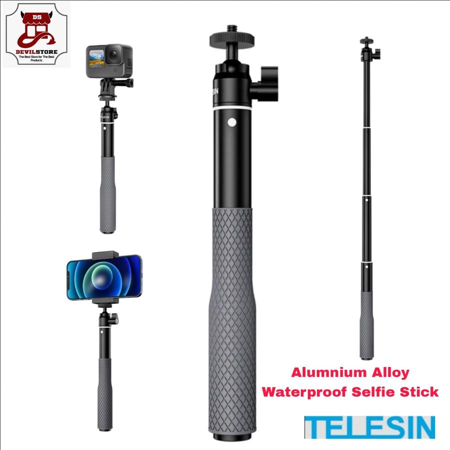 TELESIN Aluminum Alloy Waterproof Selfie Stick Smartphone Action Cam