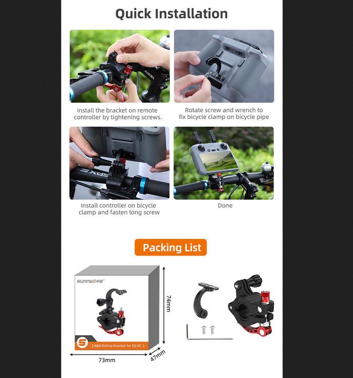 Sunnylife Remote Controller Bicycle Holder Bracket DJI RC 2 Air 3 / MIini 4 Pro