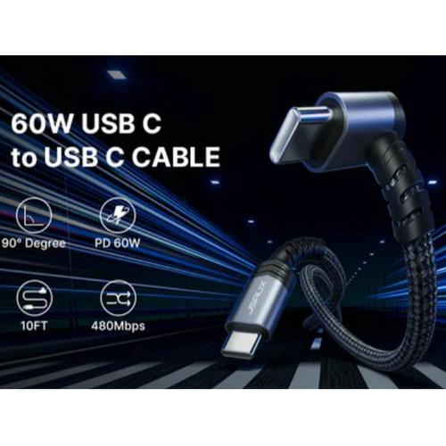 JSAUX 90 Degree USB C with L shape design USB C to USB C Fast Charge Cable for Steam Deck