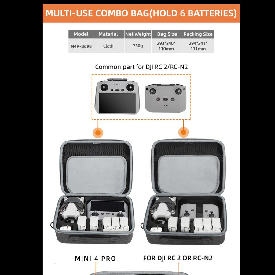 Sunnylife Carrying Case Combo Bag Hard Travel Case DJI Mini 4 Pro
