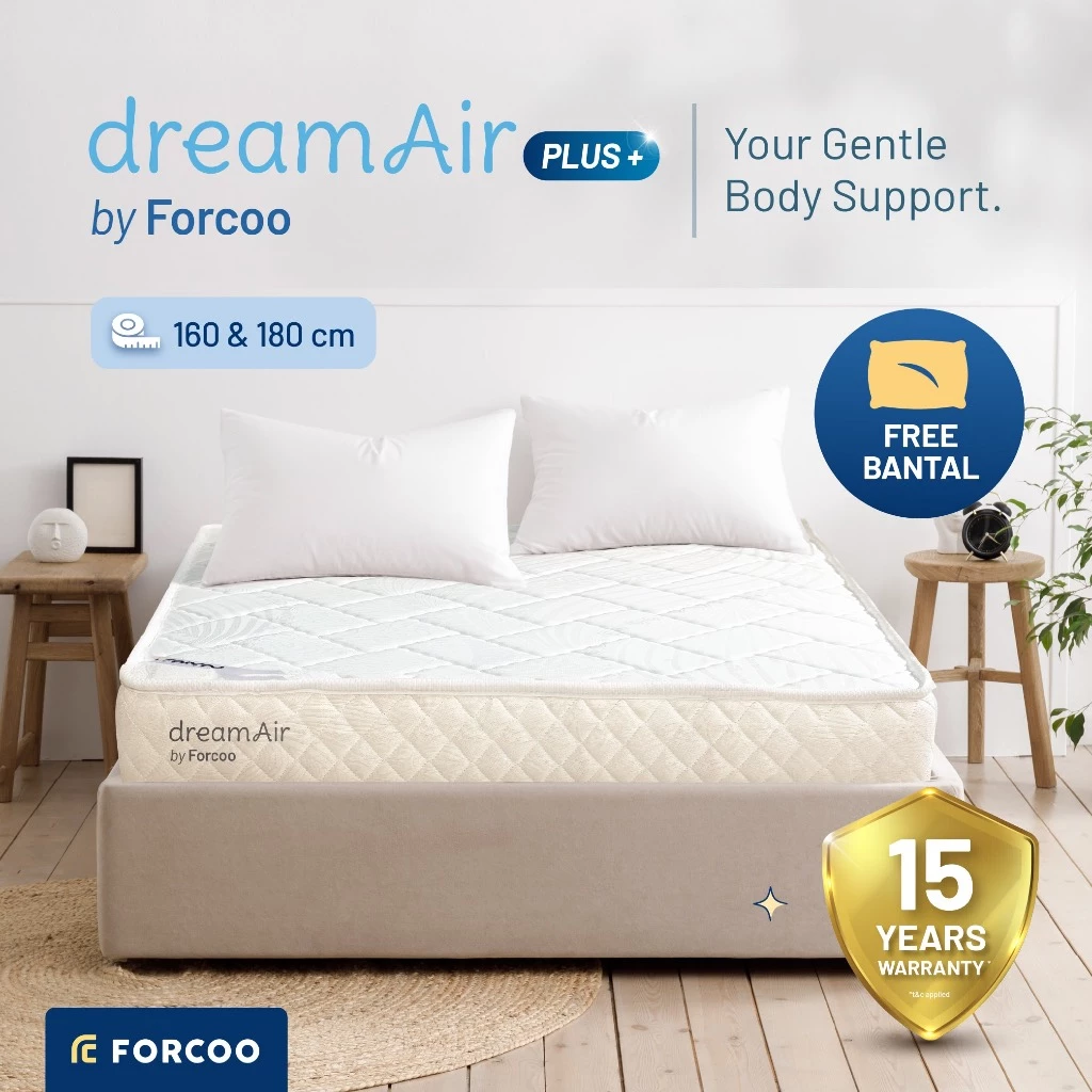 Kasur Pocket Dreamair plus+ by Forcoo / Mattress in a Box / Vacuum Spring Bed / FREE Bantal / Antibacterial - ukuran 160 x 200 , 180
