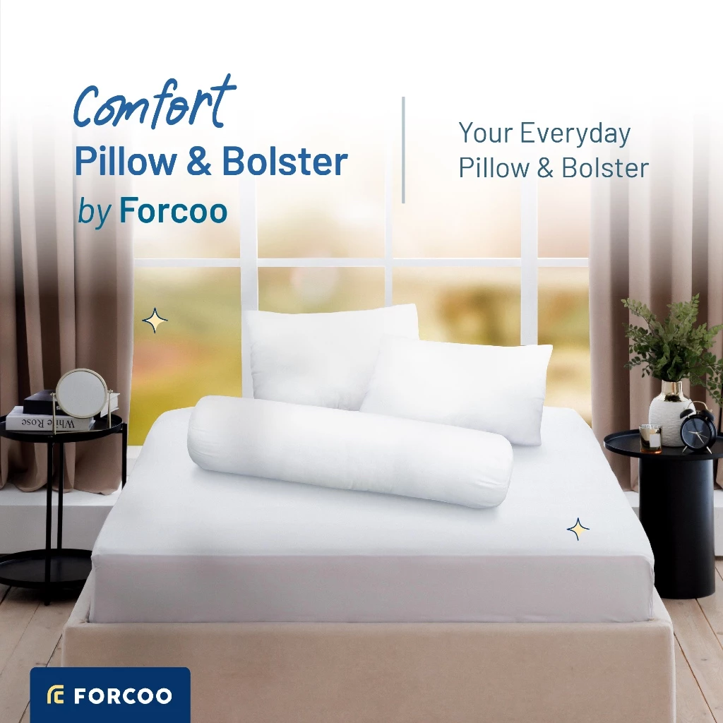 Forcoo Comfort Pillow & Bolster || bantal empuk - solid cotton - lembut - soft fabric