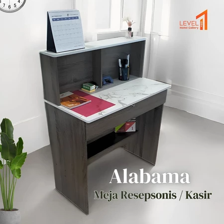 Alabama Meja Kasir 80 x 40 | Meja Resepsionis | Meja Kantor Minimalis Estetik Multifungsi Dengan Drawer | Meja Kerja