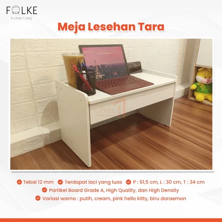 Meja Lesehan Tara I Meja Belajar Anak Karakter I Meja Kerja Kayu Laptop Laci Serbaguna Minimalis