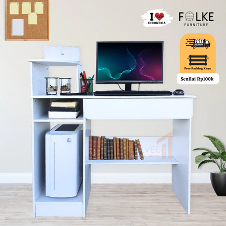 Monstera Meja Komputer CPU / Meja Kerja Laci Keyboard / Meja Kantor Serbaguna / Meja Gaming Minimalis Multifungsi Estetik / Office