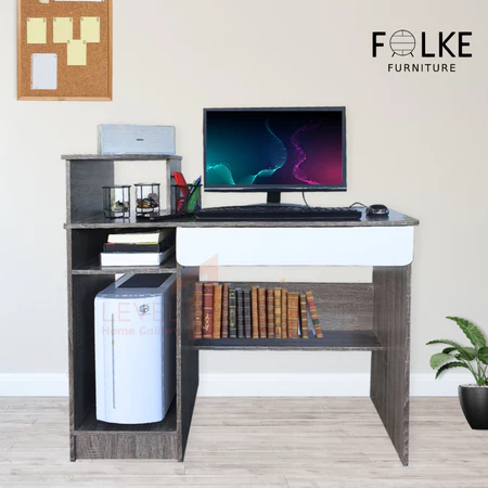 Monstera Meja Komputer CPU / Meja Kerja Laci Keyboard / Meja Kantor Serbaguna / Meja Gaming Minimalis Multifungsi Estetik / Office