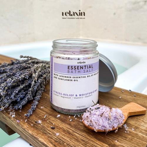 RELAXIN Essential Bath Salt Essential Oil 250g | Home Made Foot Body Relaxing Aromaterapi Aromaterapy Rejuve RevitalizingRelaksasi Epsom Teurapetic Garam Mandi Untuk Badan dan Kaki