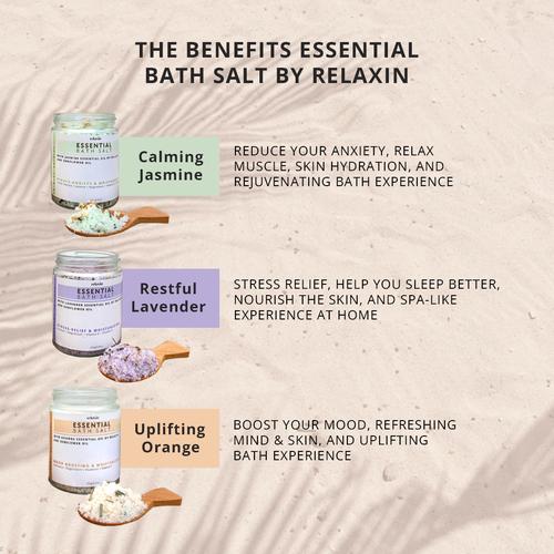 RELAXIN Calming Jasmine Bath Salt Essential Oil 250g | Home Made Foot Body Relaxing Aromaterapi Aromaterapy Rejuve RevitalizingRelaksasi Epsom Teurapetic Garam Mandi Untuk Badan dan Kaki