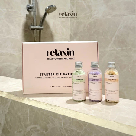RELAXIN Starter Kit Bath Salt Essential Series 50g | Travel Friendly Foot Relaksasi Teurapetic