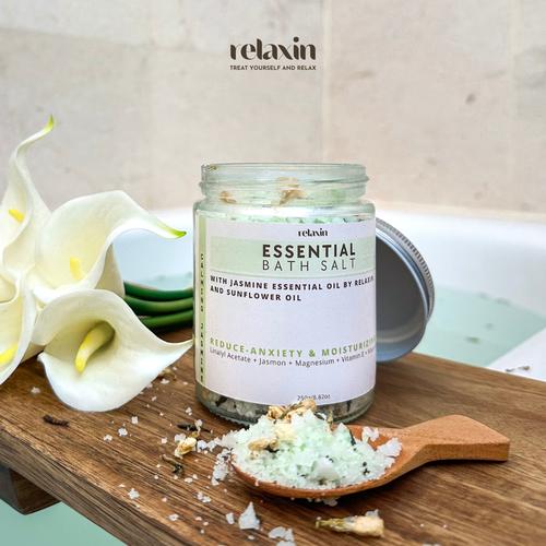 RELAXIN Calming Jasmine Bath Salt Essential Oil 250g | Home Made Foot Body Relaxing Aromaterapi Aromaterapy Rejuve RevitalizingRelaksasi Epsom Teurapetic Garam Mandi Untuk Badan dan Kaki